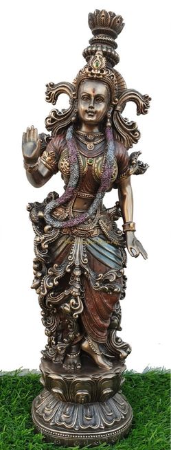 Band New RADHA STATUE 14.5" Hindu Goddess Consort of Lord Krishna Bronze Resin Standing