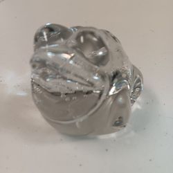 Vintage Handcrafted Clear Glass Frog Paperweight