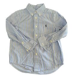 Polo Ralph Lauren Button Up Shirt Youth Size 4T Blue & White Striped