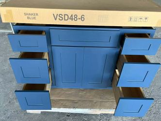 Dark Blue Vanity Cabinet 48 inch without countertop