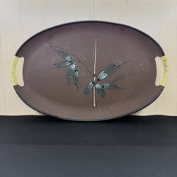 Vintage Japanese Fiberboard Serving Tray Bamboo Design
