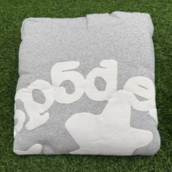New Sp5der Web Star Beluga Grey Hoodie Size S, XL