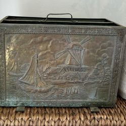 Vintage Brass Solid Magazine Rack Handles Rusty Rustic Aged Patina Weathered Mid Century 