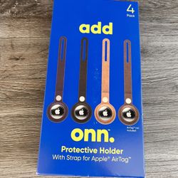 4-pack of Vegan Leather Protective Holders with Straps for Apple AirTags
