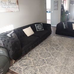 Black Velvet Sofa And Loveseat