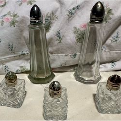 Set five Antique Crystal Salt And Pepper Shakers