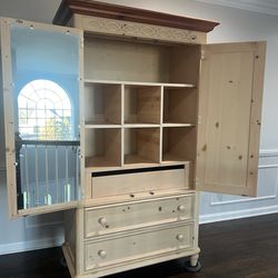 Pine Armoire Wardrobe Dresser with Mirror