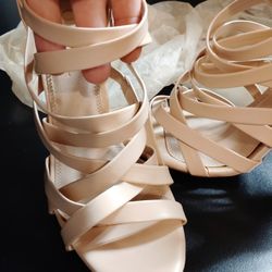 Beige Open Toe Two And A Half Inch Heels New