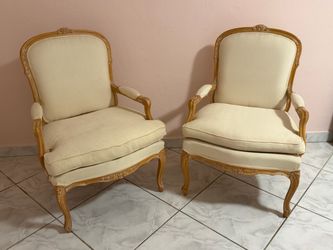 Pair of Italian  Carved Wood Armchairs