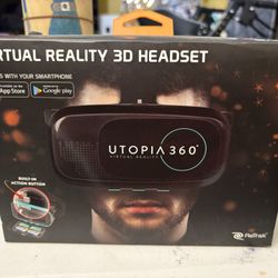 Virtual Reality 3-D Headset Utopia 360 New Inbox Apple Store Google Play Built-In Action Button Porch Pick Up
