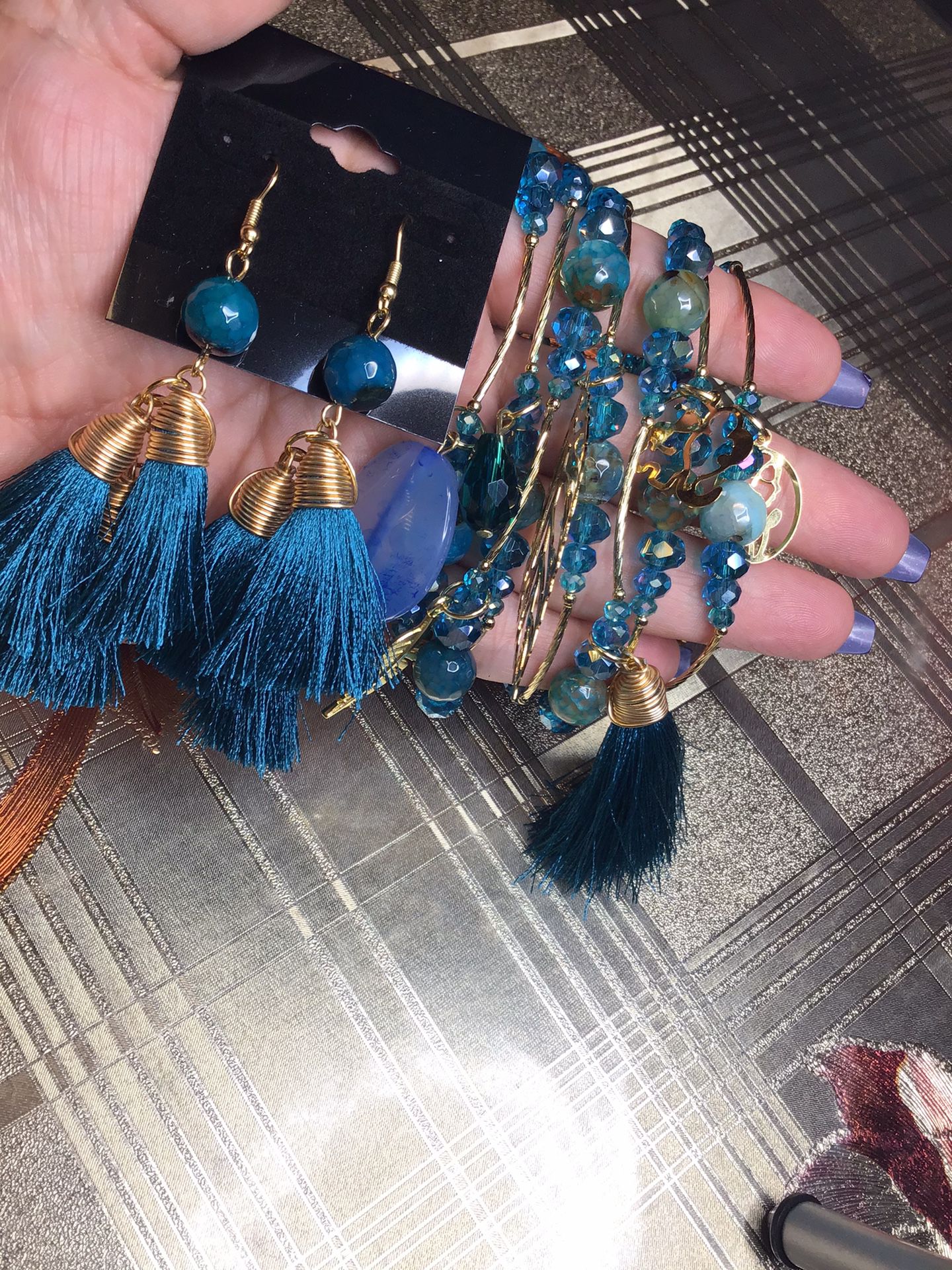 Beautiful Aqua Crystal Bracelets And Earrings Set $25