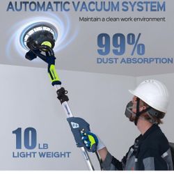 Drywall Sander with Vacuum Dust Collector(02/11/2025 Upgraded) 8-Amp Popcorn Ceiling Removal Tool with 7 Variable Speed RPM, Extendable Handle