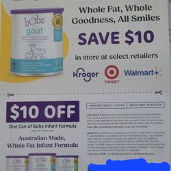 Bubs Baby Formula $10 Coupons