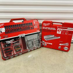 Milwaukee 1/2” 47pc tool set and 3/8” packout impact sockets set