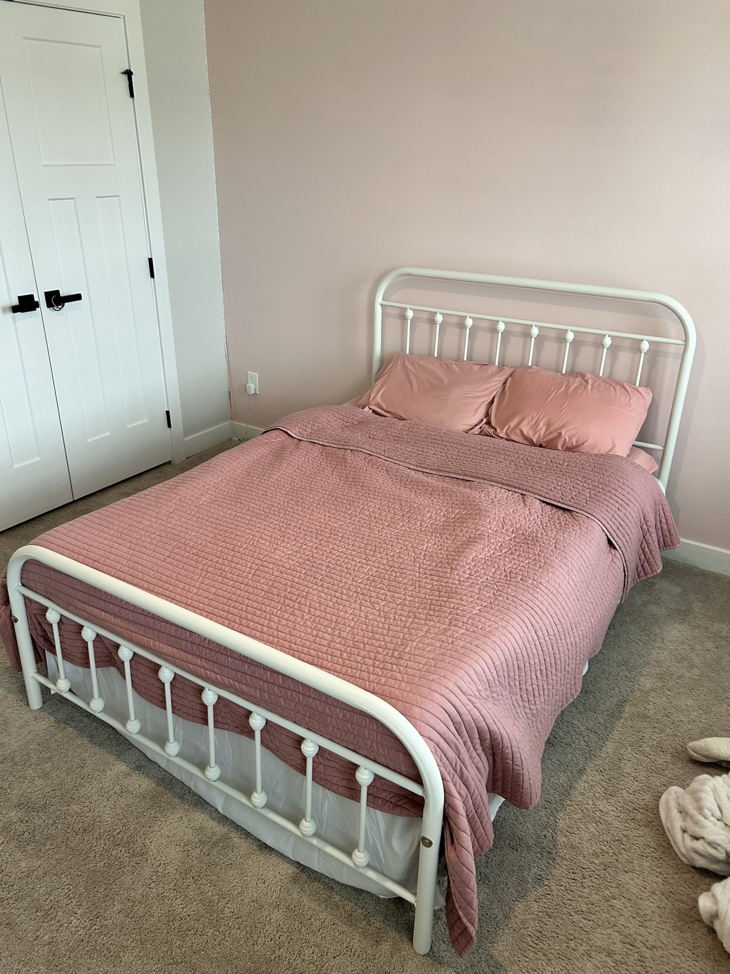 Queen Bed frame White Metal