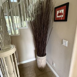 3 Decorative Pots w/sticks