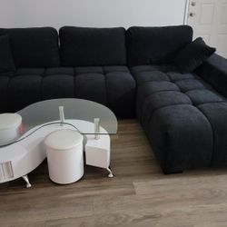 Black Sectional Sofa Modern New Comfort 