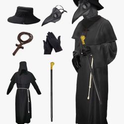 Plague Doctor Costume Halloween Costumes for Adults Men Plague Dr Outfit 6 in 1 Set New