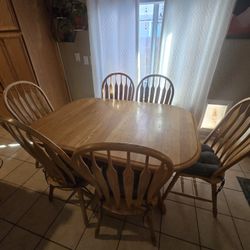 Wood Table With Chairs And Extensions 5ft -7ft