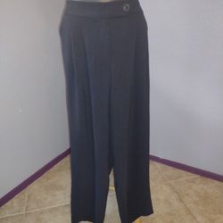Adrienne Vittadini Women's Black Wide Leg Dress Pants Size Large 
