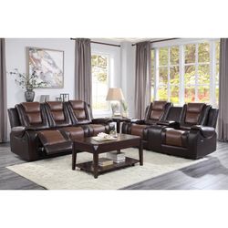 Briscoe Brown Double Reclining Living Room Set ( Sofa Loveseat, Couch , Sectional Options 