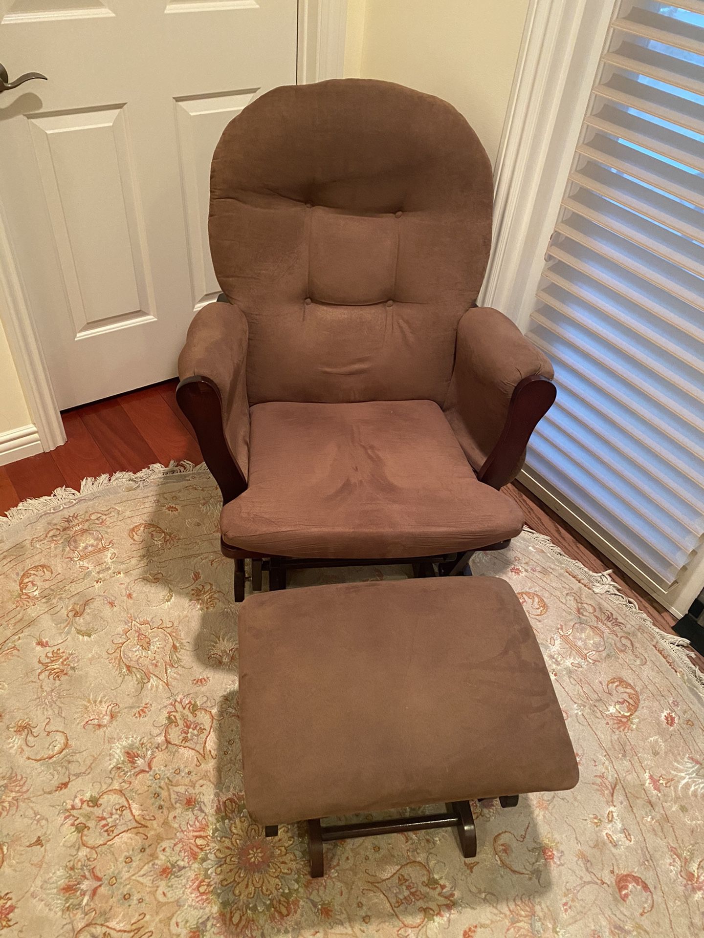 Brown Rocking Chair and Ottoman