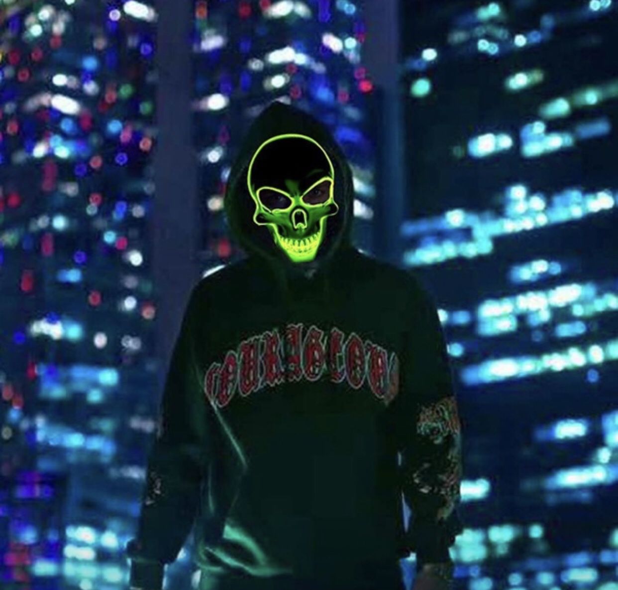 New unisex LED Halloween skull mask ; LED color is green