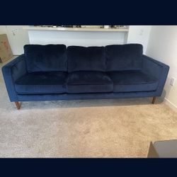 *Free Delivery* Blue Velvet Modern Living Spaces Couch Sofa 3 Seater