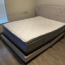 1 Year Old Queen Size Head Board Bed Frame And Mattress With Box Spring  