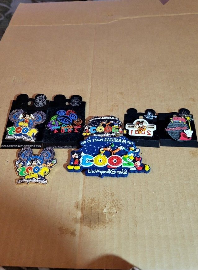 Disney World 2000 - 2005 Pins And A 2003 Magnet