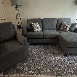Gray Sectional And Chair