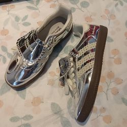 Adidas Silver Retro Flats