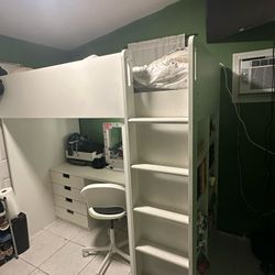 Bunk Bed  With desk, Shevles And Drawers 