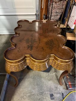 Vintage Chinoiserie Coffee Table with Hand-Painted Gold Accents