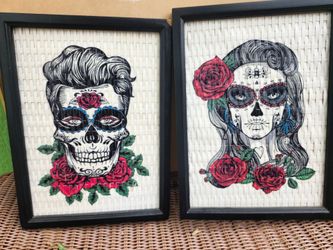 Day of the Dead Framed Art Prints Set of 2