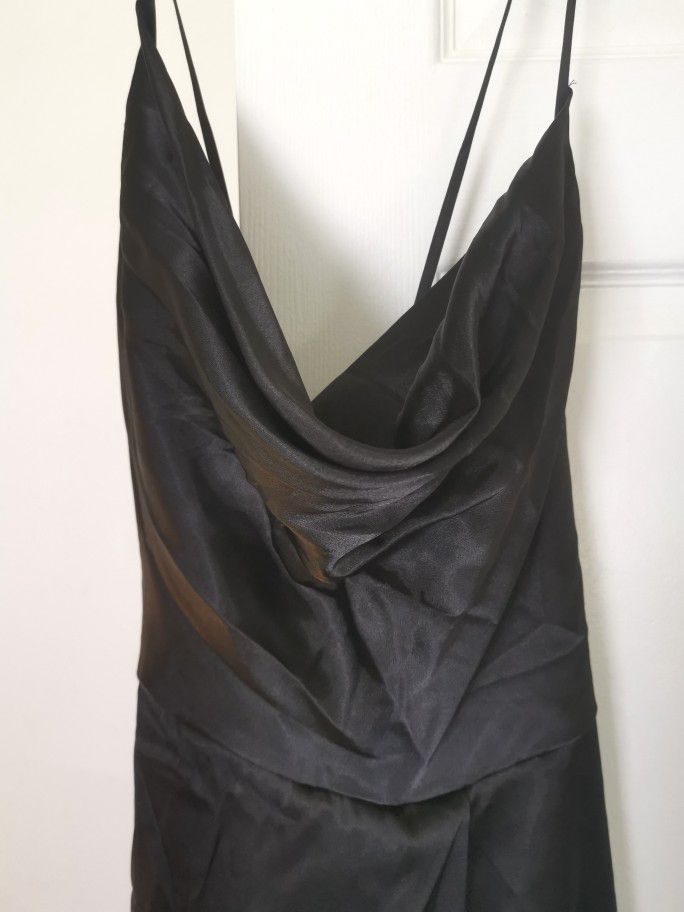 GALINA Signature Size 16 Black Cowl Neck Satin Gown