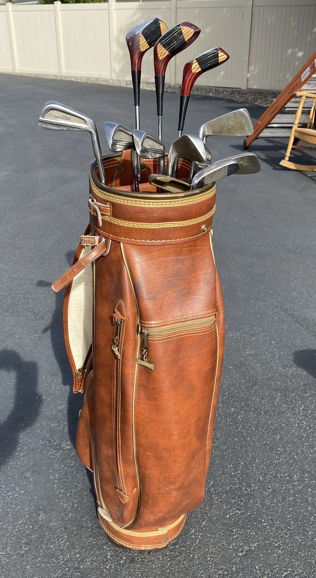 Leather Golf Bag With Clubs