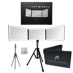 Bestest Mirror Lighted Trifold Mirror with Stand