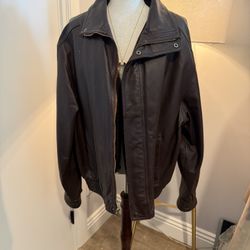 Street Leathers Brown Genuine Leather Jacket w/ Removable Vest – Size XL