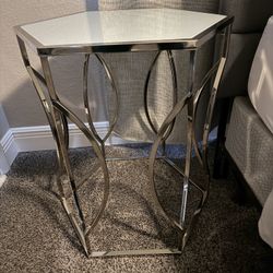 Two (2) Glass & Chrome End Tables