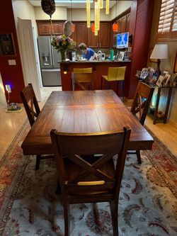 Solid Wood Expandable Dining Table – Seats 8–12 – Rustic Traditional