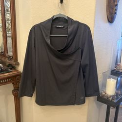 Arc'teryx Women Dark Gray Asymmetrical Draped Neckline Wrap Top Size XL