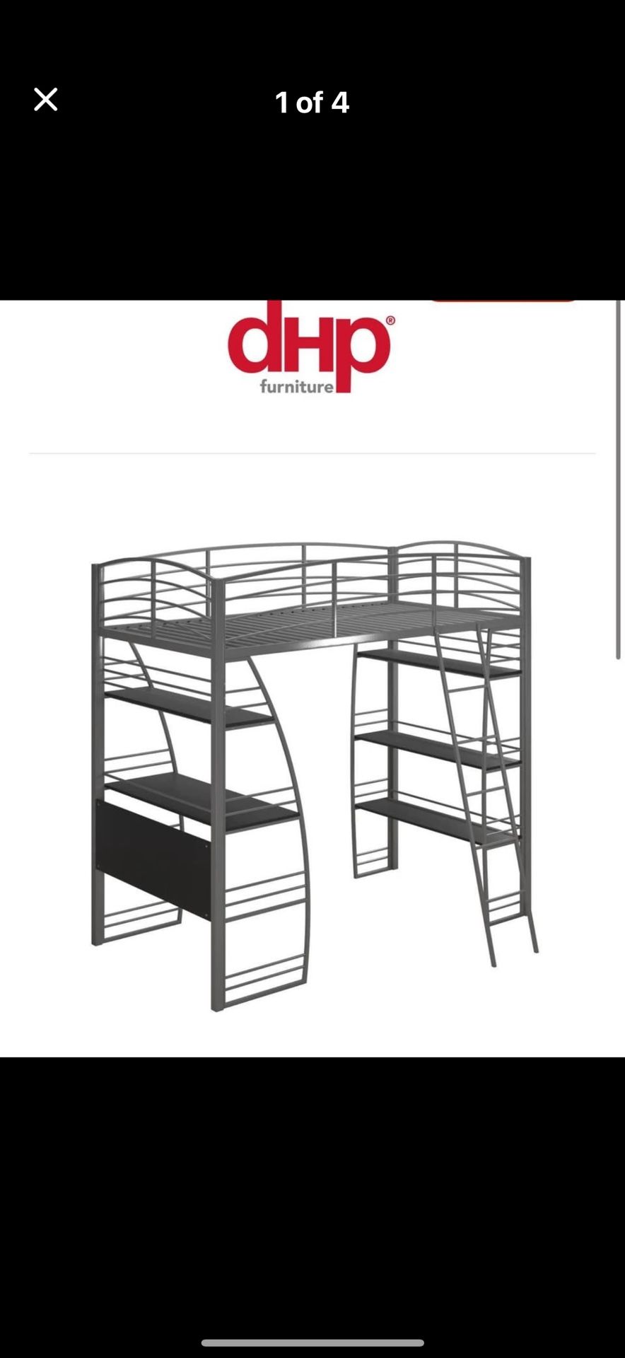 Kids Loft Bunk Bed Over Desk and Bookshelves 