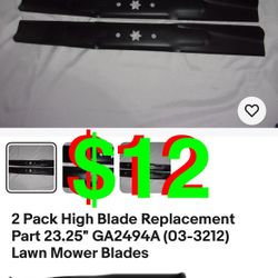 2 Pack High Blade Replacement Part 23.25" GA2494A (03-3212) Lawn Mower Blades
