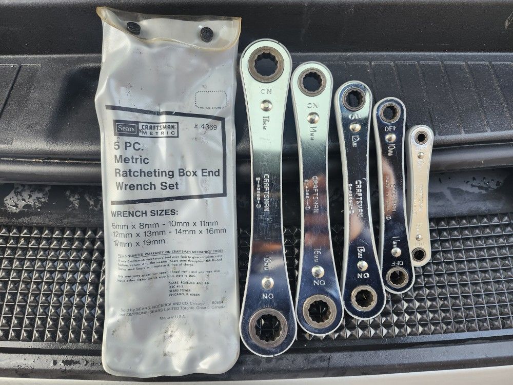 Craftsman Vintage 5 Piece Box End Ratcheting Wrench Set