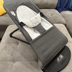 🍼🫶🏻 Baby Bjorn Bouncer  ~ Gray Soft Cotton Jersey