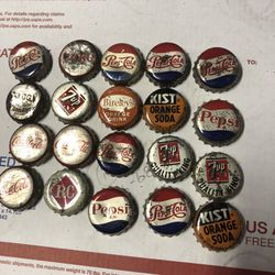 OLD SODA BOTTLE CAPS FROM ‘50s