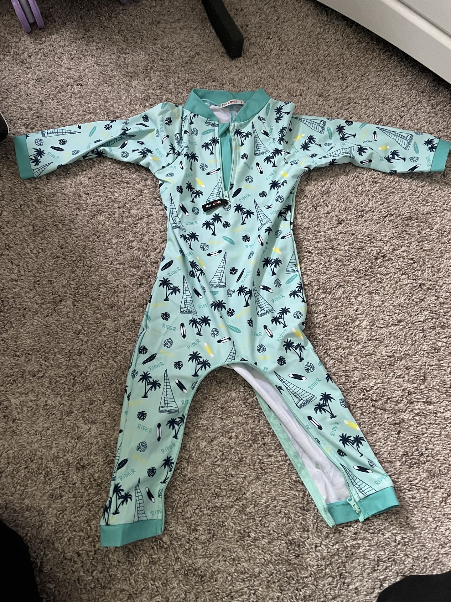 2t swim suit spf 50 teal blue