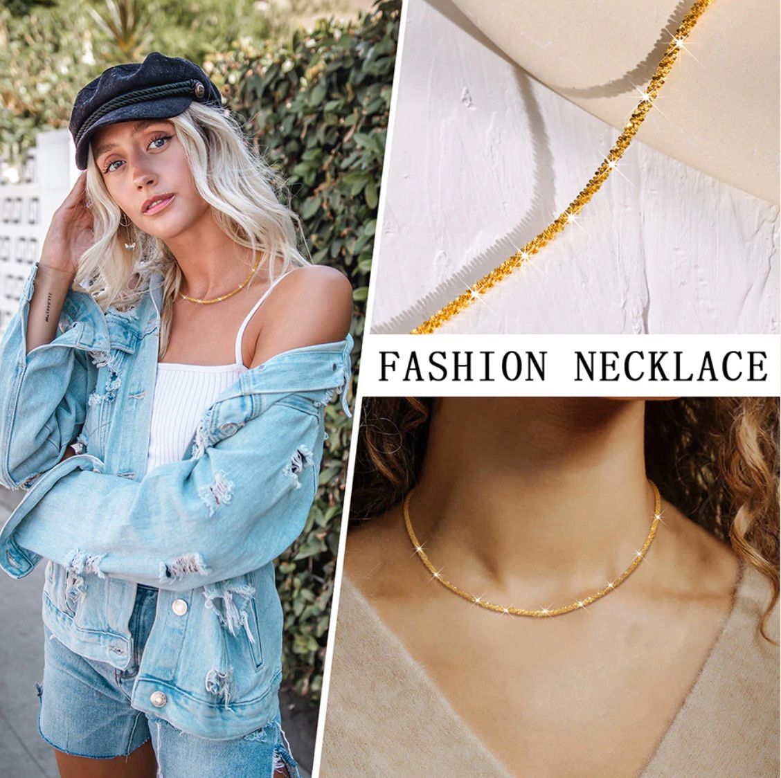 N162- Sparkling Clavicle Choker Necklace!