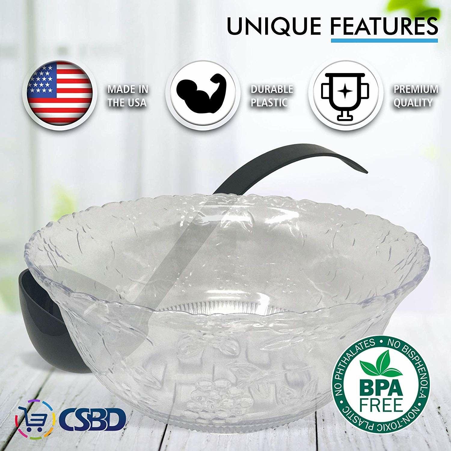 NEW 2 GALLON PLASTIC PUNCH BOWL & LADEL